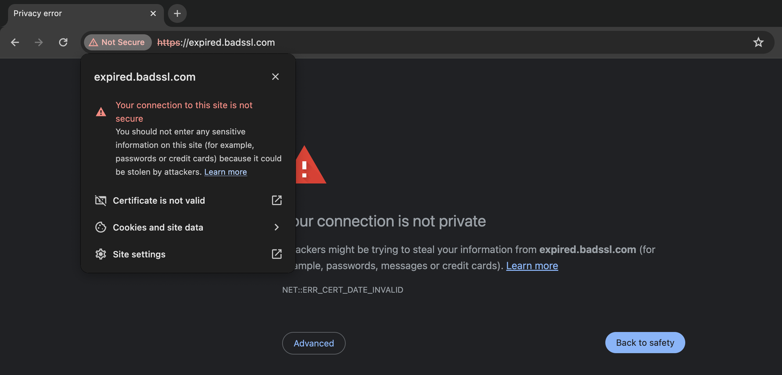 Browser alerting and blocking invalid ssl websites