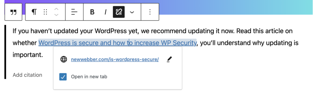 Link Preview opens in a new tab shortcut