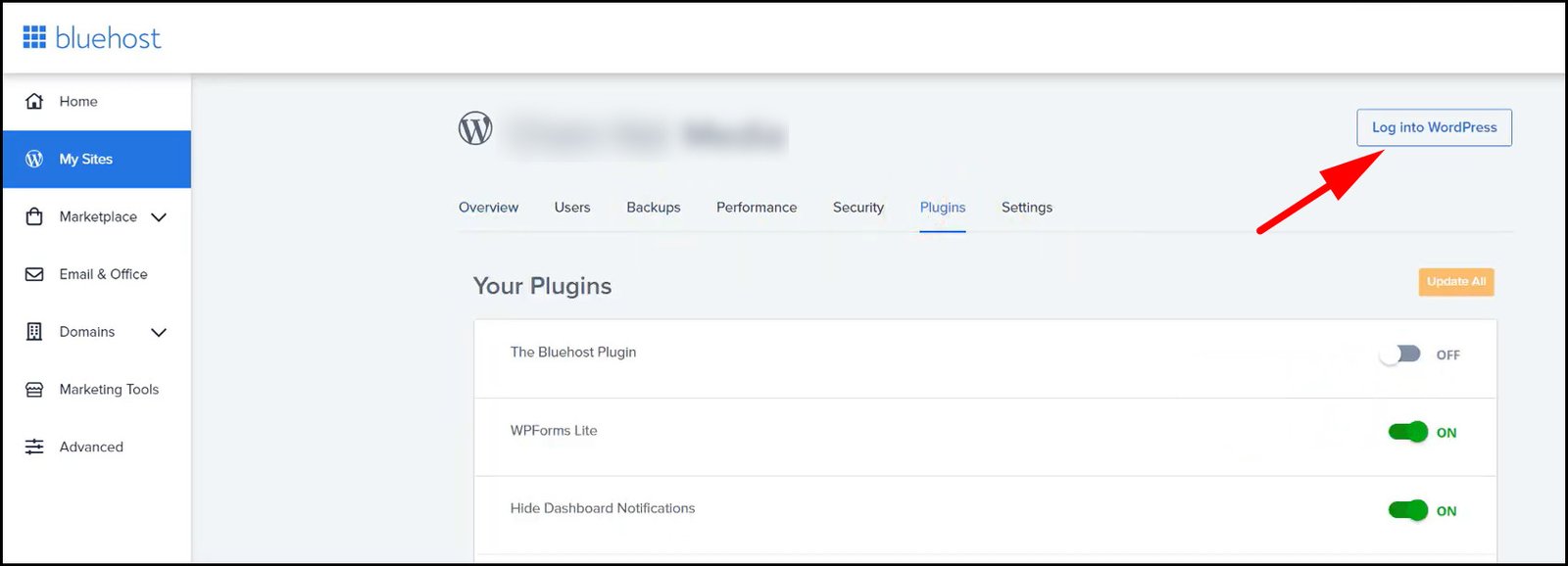 Login to WordPress from Bluehost Dashboard