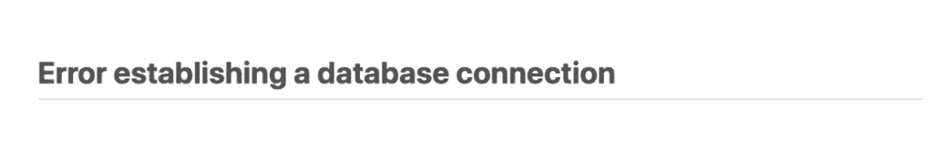 Error Establishing a Database Connection