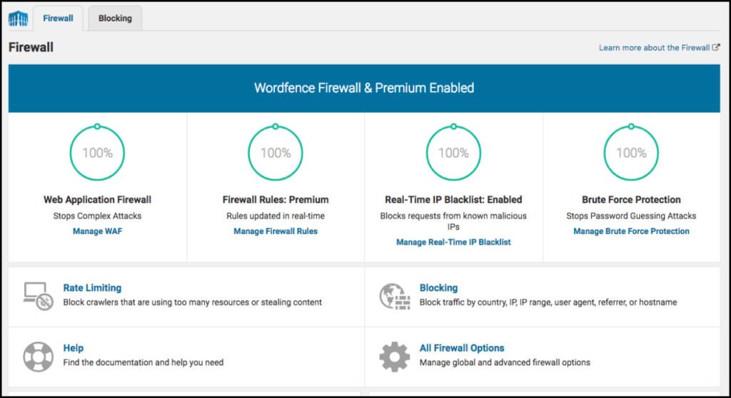 Wordfence WordPress Security Plugin Interface