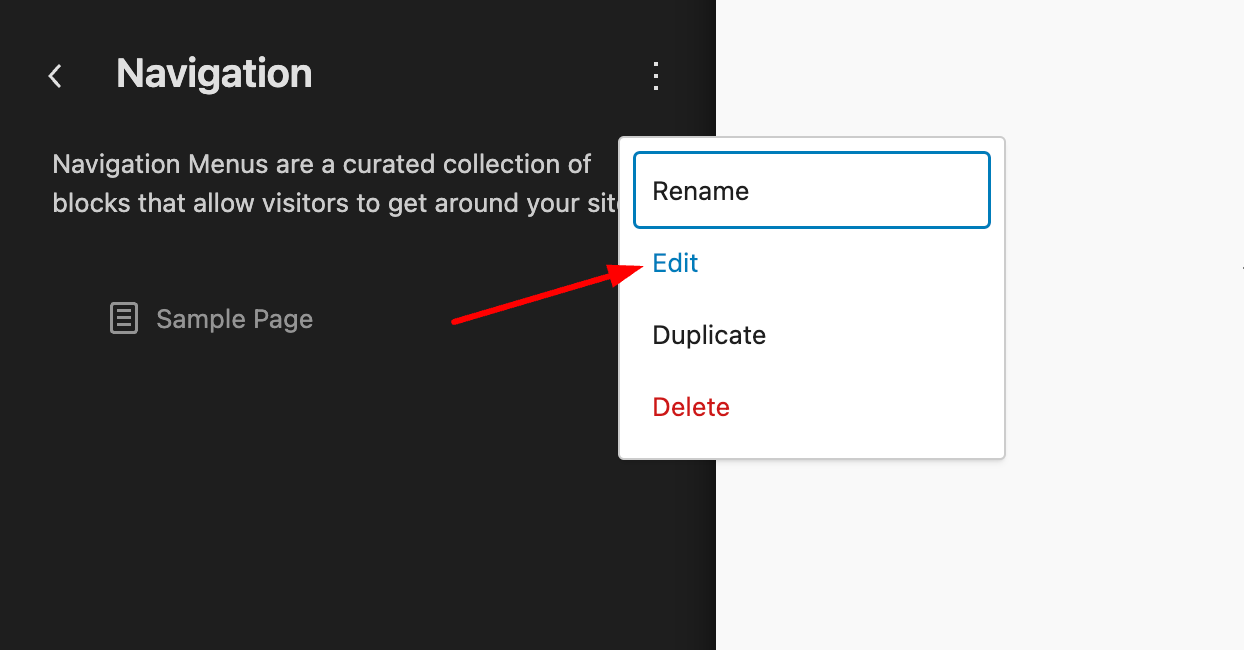 Edit the Navigation to create a menu
